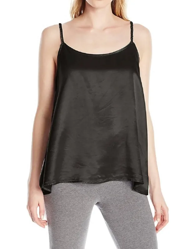 Daisy Satin Tank With Braided Straps And Elastic Back