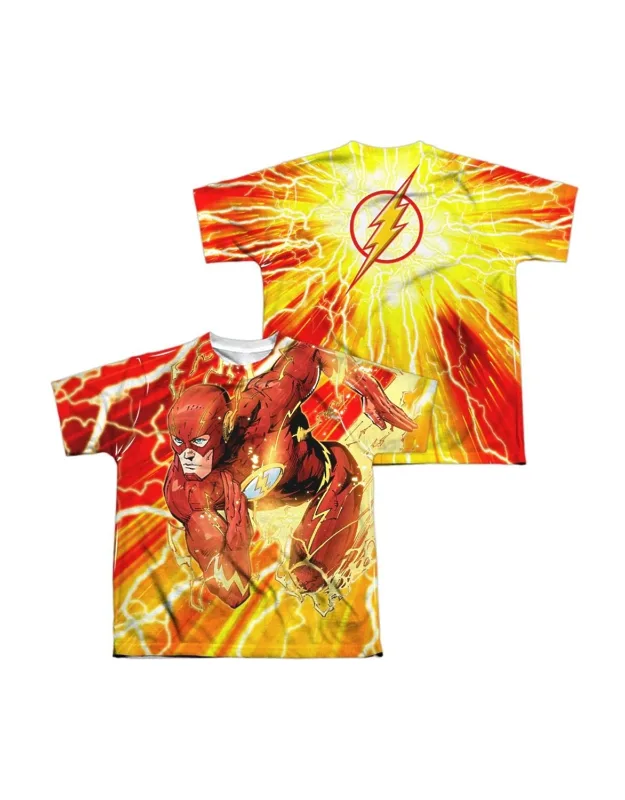 Justice League Of America Lightning Dash Short Sleeve Poly Crew Tee / T-shirt - Stylish Everyday Wear