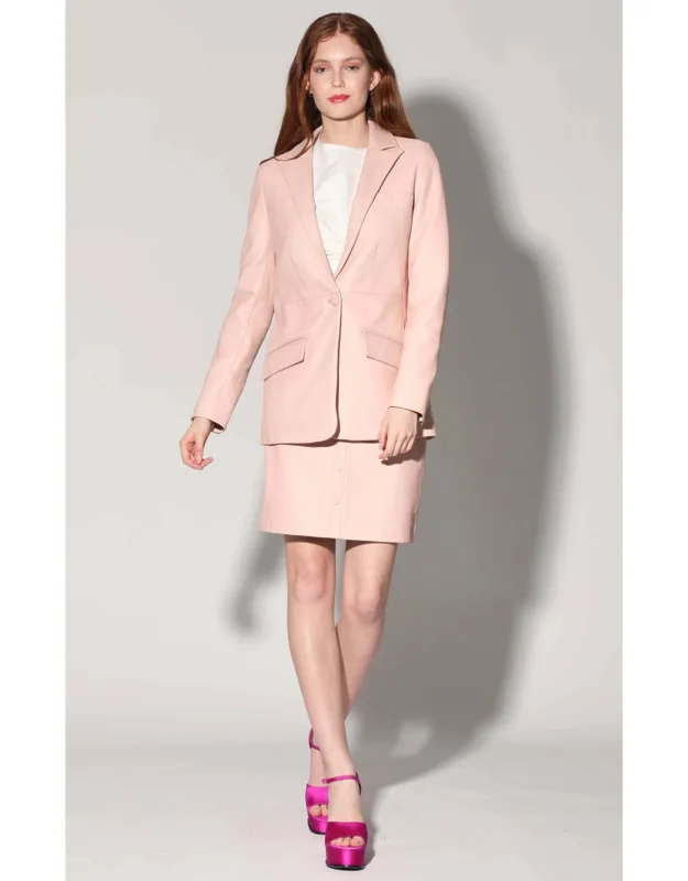 Mia Blazer - Sophisticated Leather Look, Fitted Longline Blazer