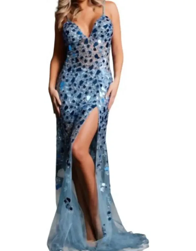 Cut Glass Embellished Prom Dress