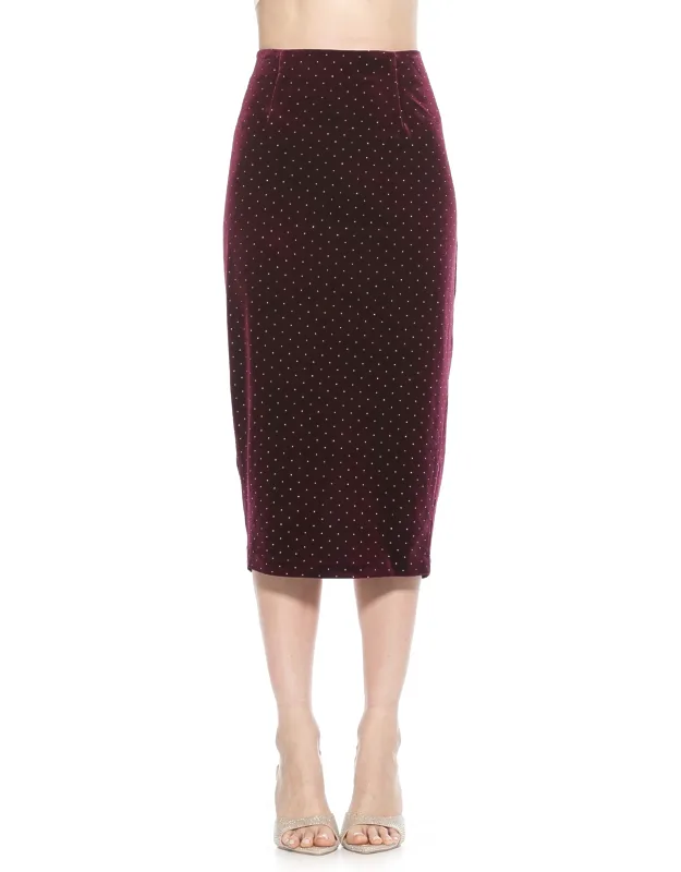 Jayden Skirt Luxe Velvet Midi With Crystals