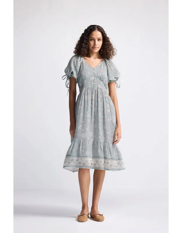 Puff Sleeve Midi Dress