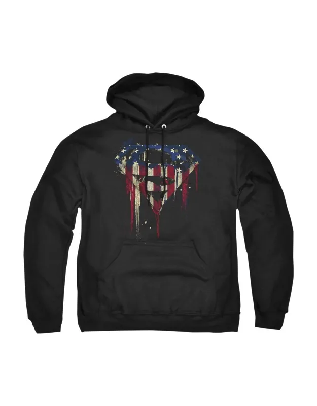 Superman Bleeding Shield Pull Over Hoodie - Stylish For Everyday Wear, 50% Cotton And 50% Polyester