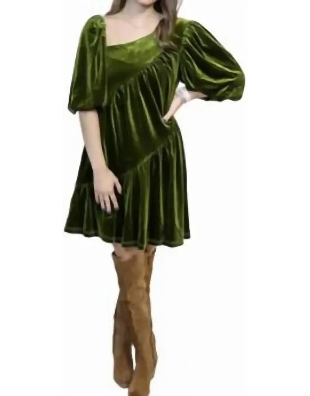 Short Sleeve Velvet Dress
