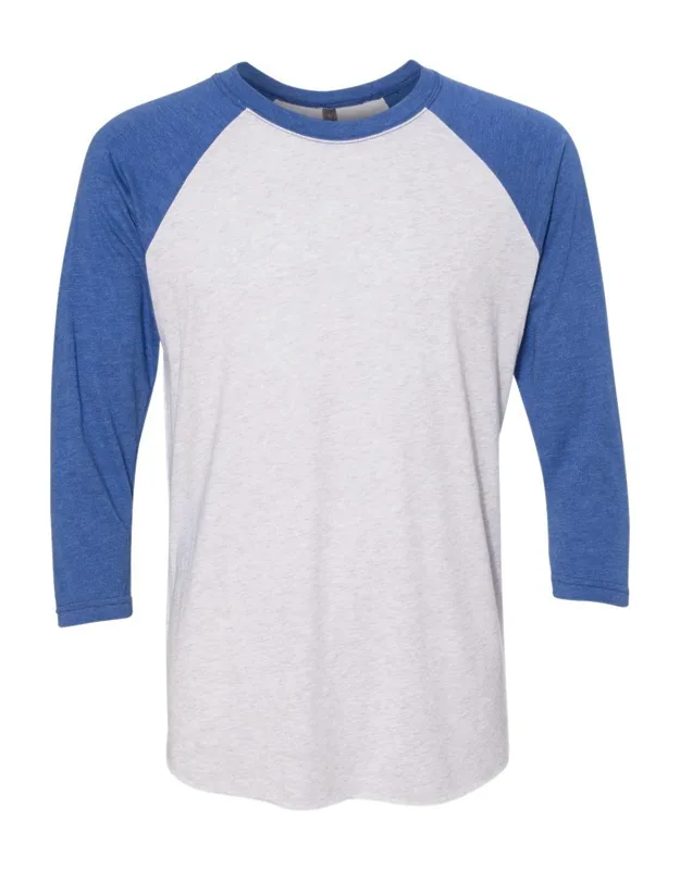 Next Level Triblend Three-quarter Raglan T-shirt With Curved Bottom Hem And Satin Label