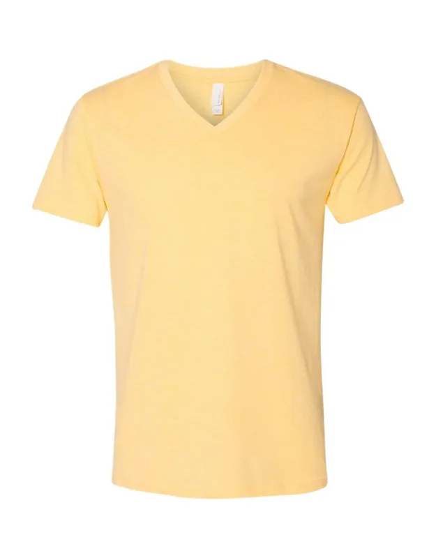 Next Level V-neck T-shirt Fabric Laundered, Set-in 1x1 Baby Rib Collar