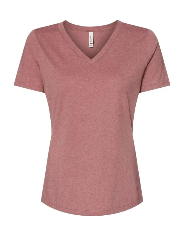 Relaxed Heather Cvc V-neck Tee, 52/48 Airlume Combed And Ringspun Cotton/polyester Fleece