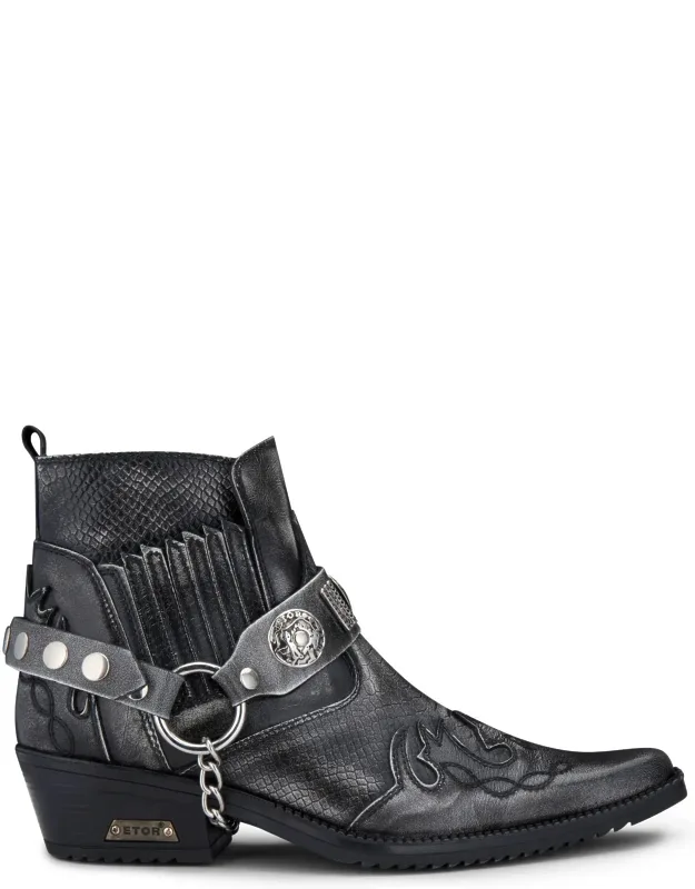 Snakeskin Winklepicker Cowboy Leather Ankle Boots