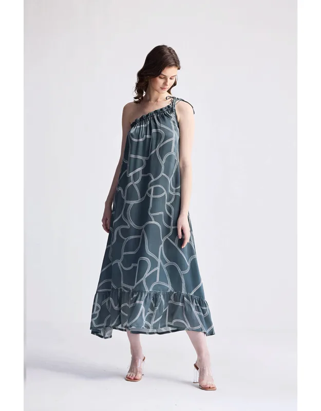 One Shoulder Midi Dress