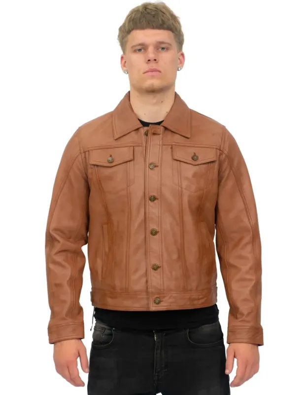 Retro Leather Trucker Jacket