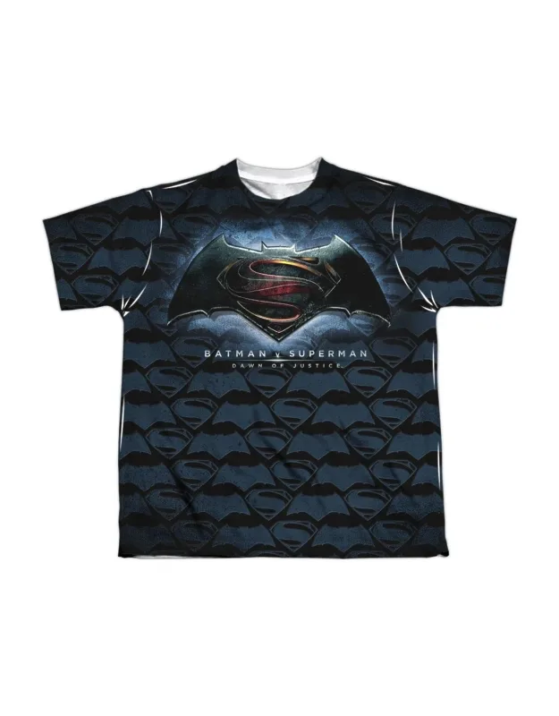Batman V Superman Logo Pattern Short Sleeve Crew Tee