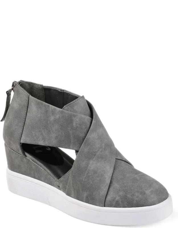 Journee Collection Seena Sneaker Wedge With Crisscross Design And Wedge Heel