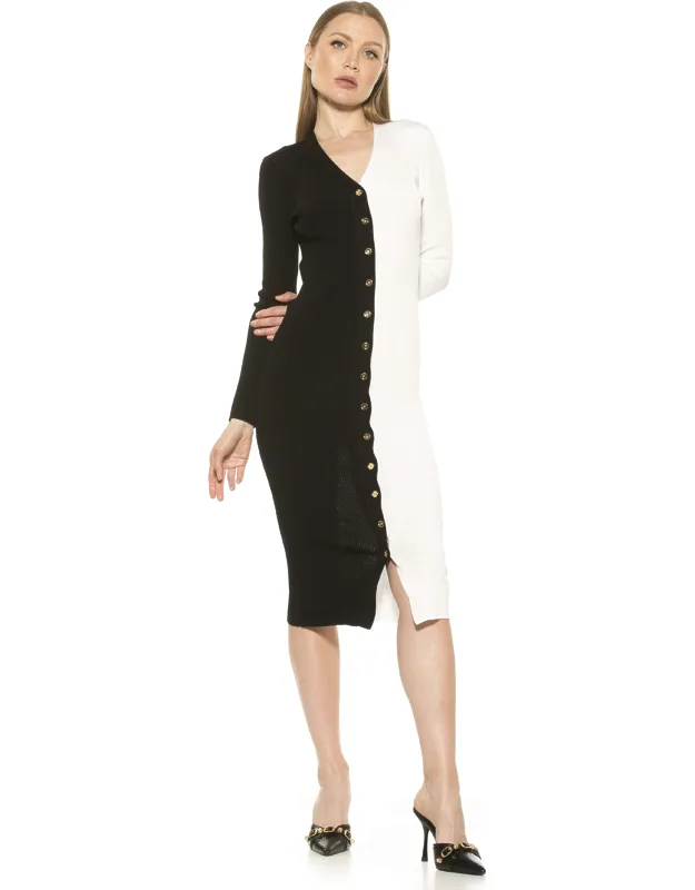 Gemini Dress With V-neck And Button Down Details