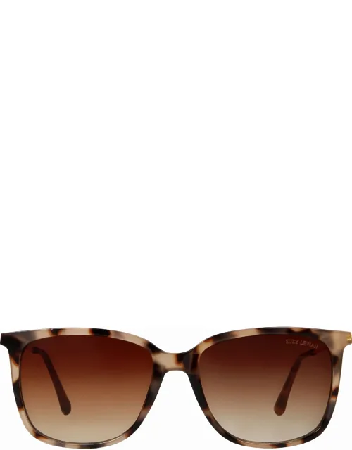 Tortoise Square Lens Gold Accent Sunglasses
