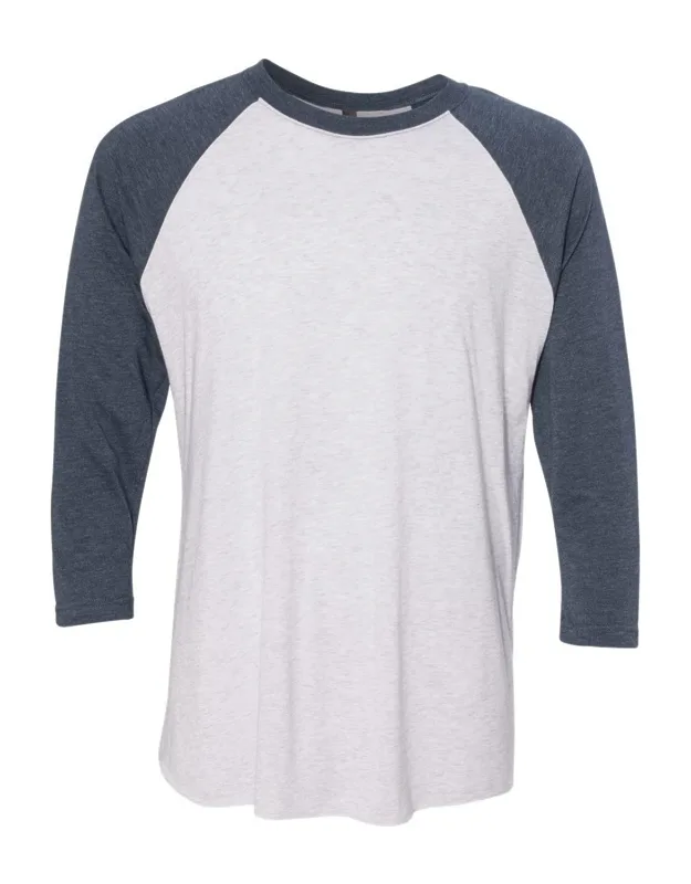 Next Level Triblend Three-quarter Raglan T-shirt With Curved Bottom Hem And Satin Label