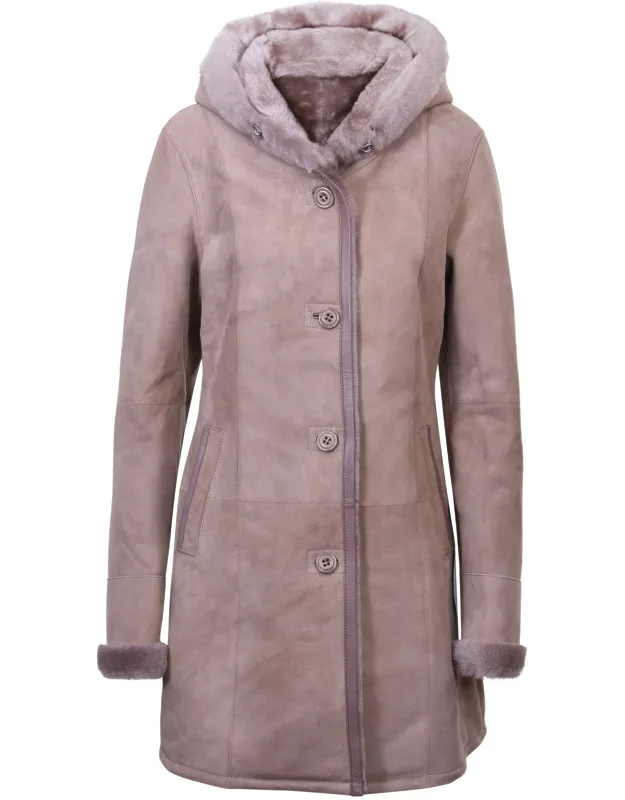 Suede Merino Sheepskin Parka Coat-tripoli, Crafted From High-quality Double-faced Sheepskin, Thick Sheepskin Lining Is Renowned For Providing Warmth And Comfort
