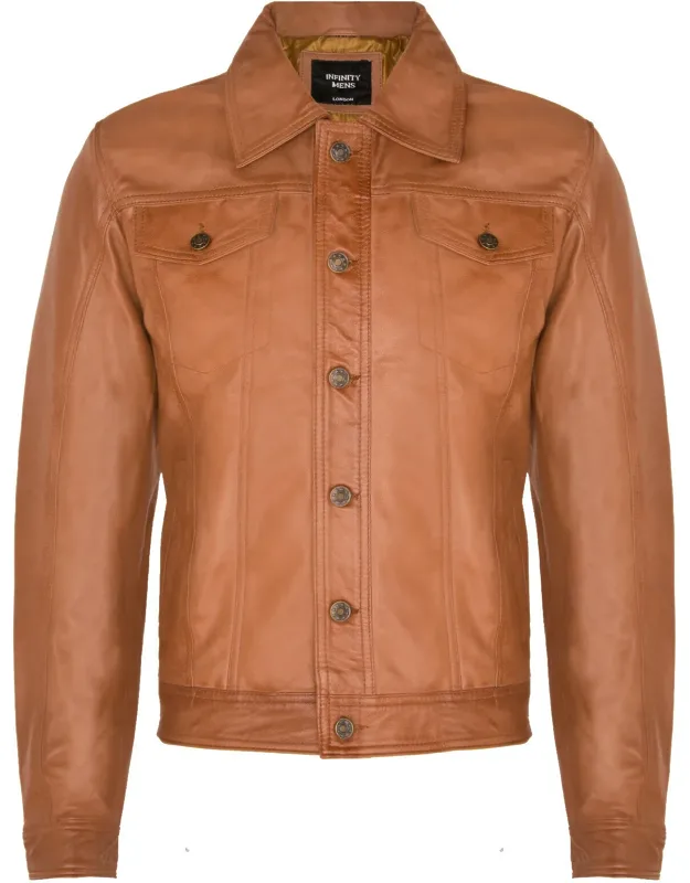 Trucker Slim Fit Leather Shirt Jacket