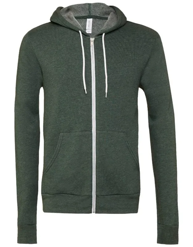 Sponge Fleece Full-zip Hoodie With Ribbed Cuffs And Split-pouch Pocket