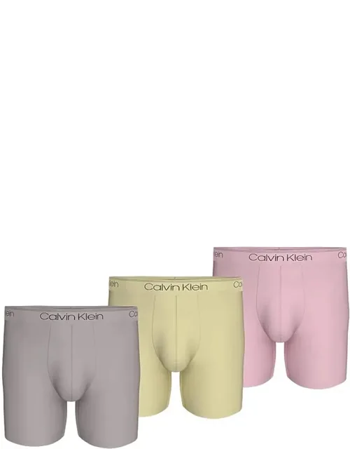 3-pack Micro Stretch Boxer Briefs In Grey/yellow/buff Pink With 3-pack And Micro Stretch