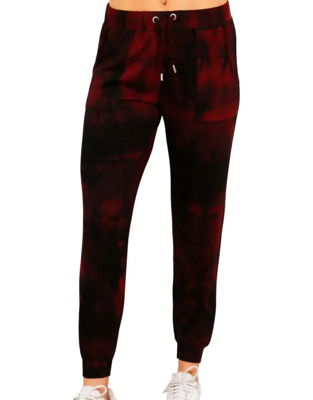 Marble Wash Joggers With Elastic Waistline And Ankle Length