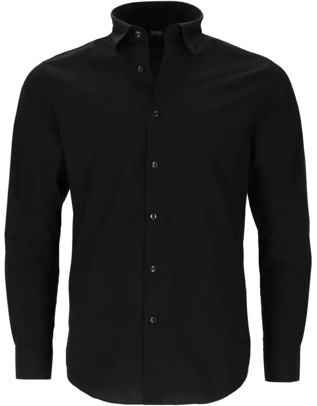 Cavalli Class Black Dress Shirt - Sleek Sophistication, Tailored Fit