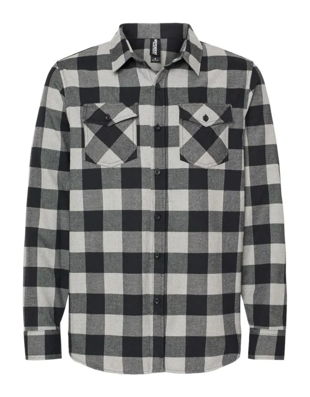 Flannel Shirt With Double Front Pockets And Rollup Sleeve Vents
