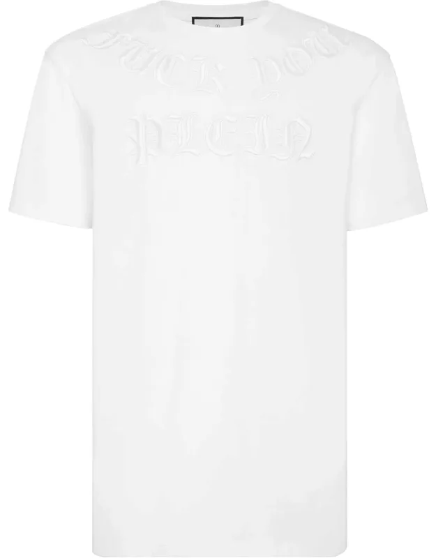 T-shirt Round Neck Ss With Rib Knit Neckline And Two Needle Stitching