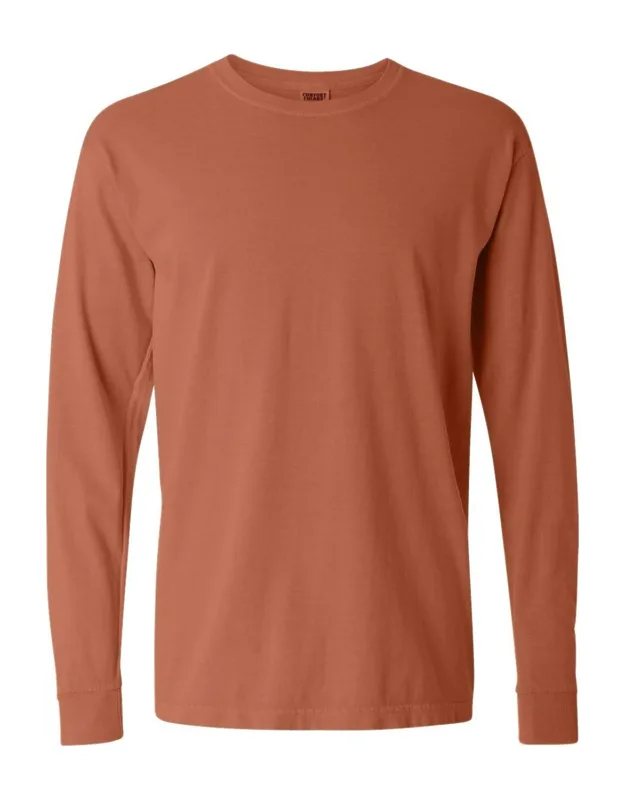 Garment-dyed Heavyweight Long Sleeve T-shirt, Relaxed Fit, Twill Taped Neck And Shoulders