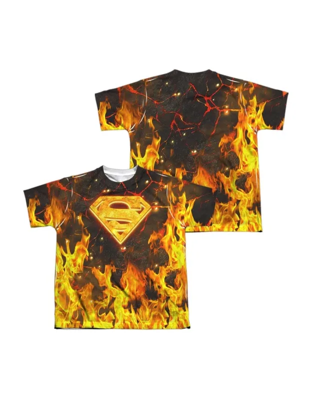 Superman Fire Logo Short Sleeve Poly Crew Tee - Stylish For Everyday Wear