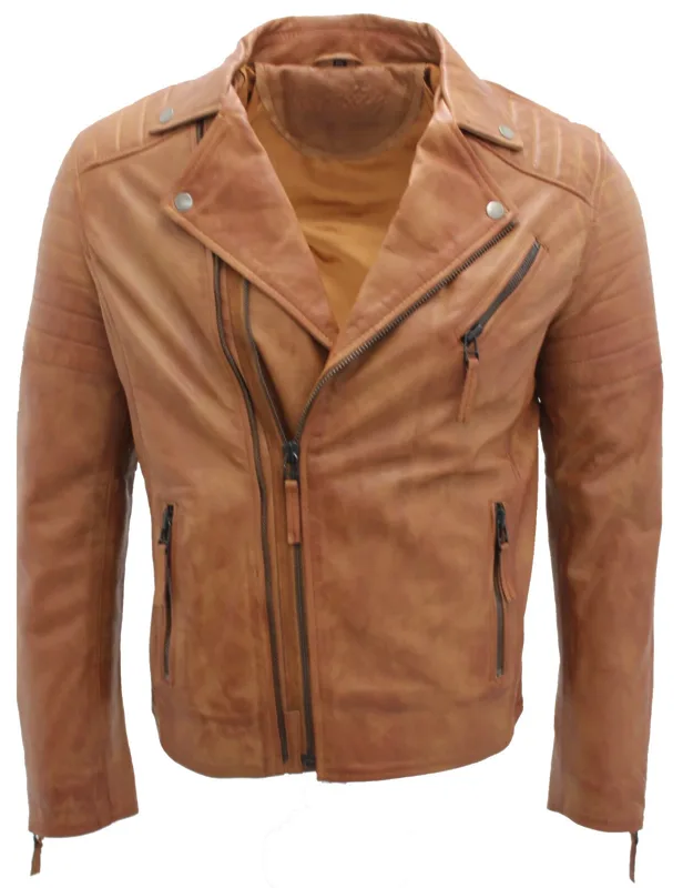 Slim Fit Cross Zip Biker Jacket