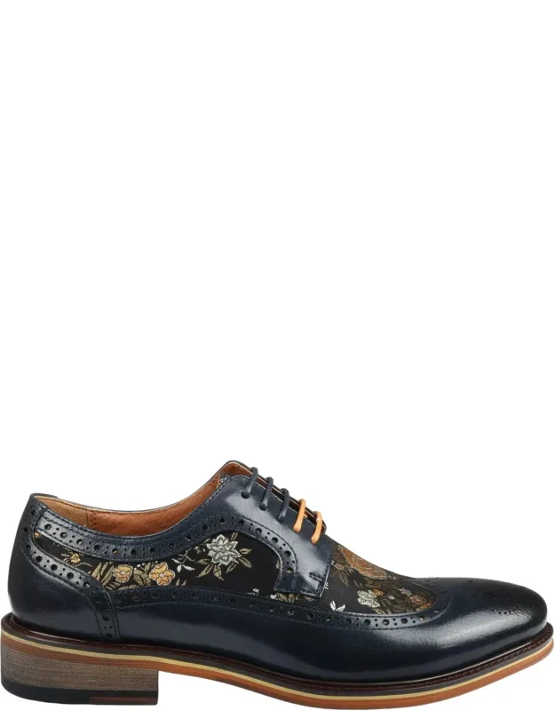 Floral Print Leather Brogue Shoes