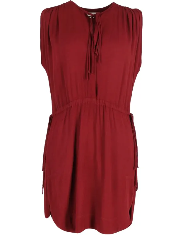 Drawstring Waist Sleeveless Mini Dress