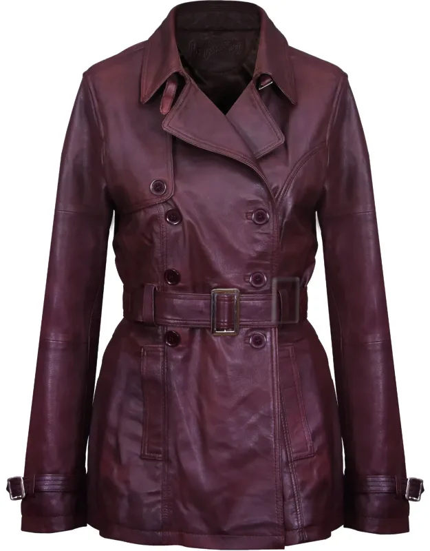 Mid Length Leather Trench Coat
