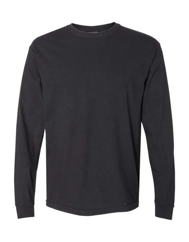Garment-dyed Heavyweight Long Sleeve T-shirt With Relaxed Fit And Twill Taped Neck