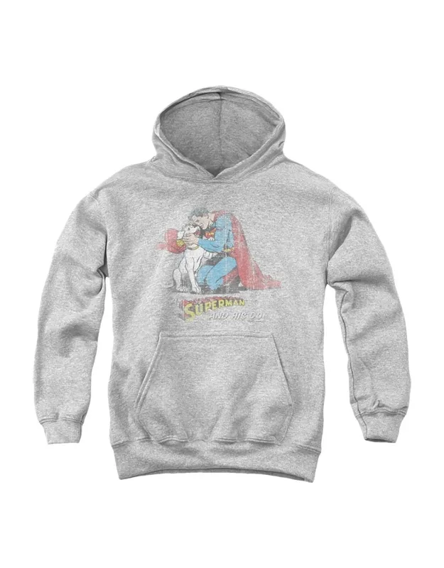 Superman And His Dog Youth Pull Over Hoodie - Stylish And Great For Everyday Wear