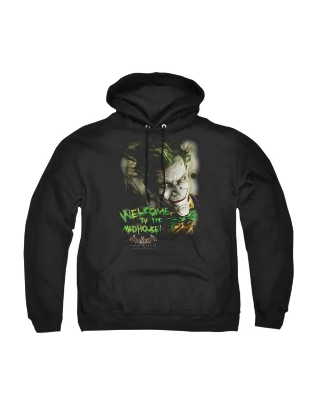 _batman Arkham Asylum Welcome To The Madhouse Pull Over Hoodie_