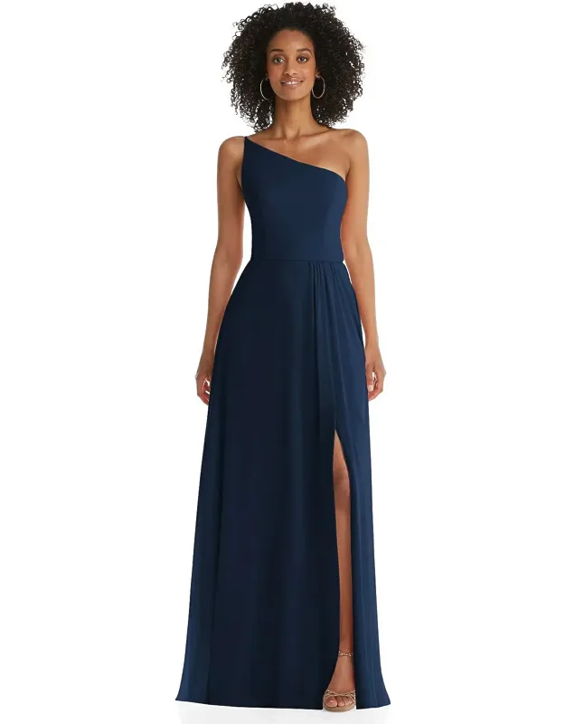One-shoulder Chiffon Maxi Dress