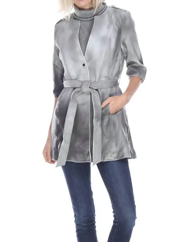 Dip Dye Long Leather Coat