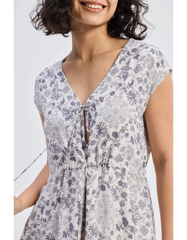 Gathered Floral Dress