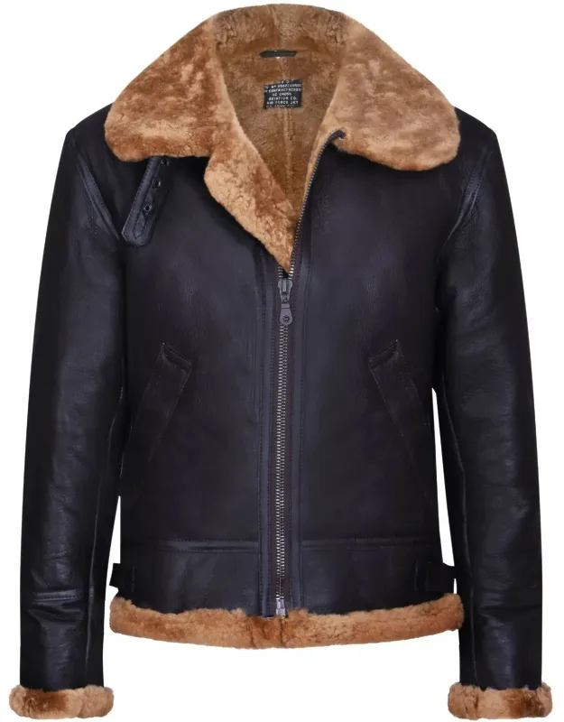 Aviator Real Sheepskin Leather Flying Jacket-oxford, Crafted From Double Faced Sheepskin, Premium Jacket