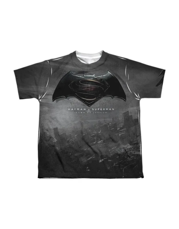 _batman V Superman Logo City Short Sleeve Poly Crew Tee_