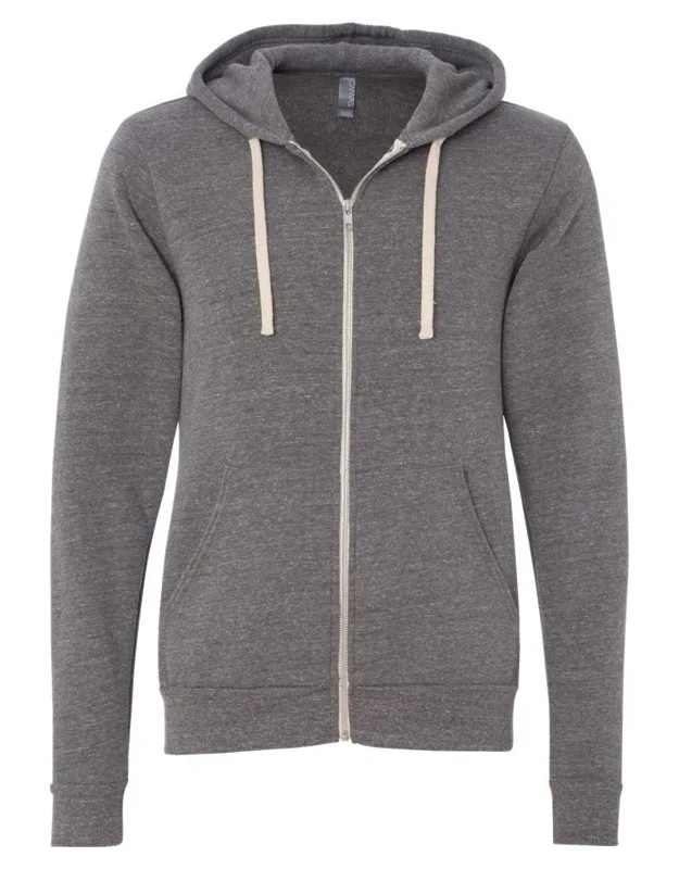 Triblend Sponge Fleece Full-zip Hoodie, 8.2 Oz./yd, Split-pouch Pocket