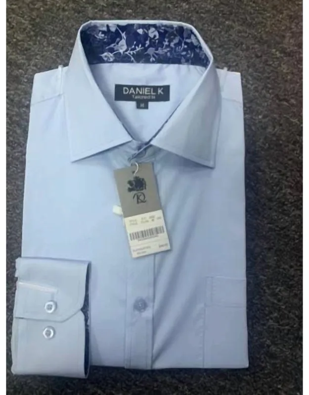 Long Sleeves Dress Shirt In Cotton Blend, Button Closure