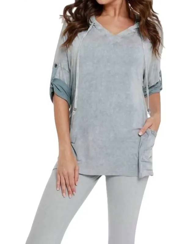 Hooded Drawstring Tunic Top