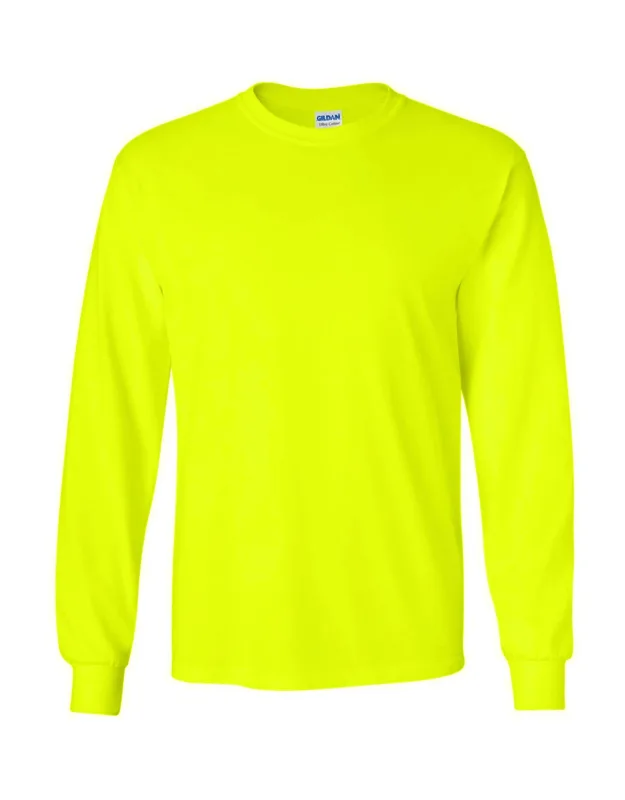 Gildan Plain Crew Neck Ultra Cotton Long Sleeve T-shirt With Seamless Collar And Cuffed Hem