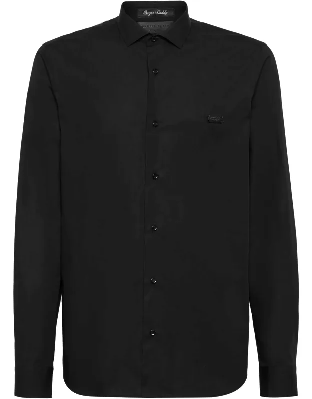 _shirt Cut Ls Tattoo With Rhinestones And Logoed Badge_