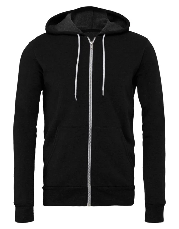 Sponge Fleece Full-zip Hoodie With Ribbed Cuffs And Split-pouch Pocket