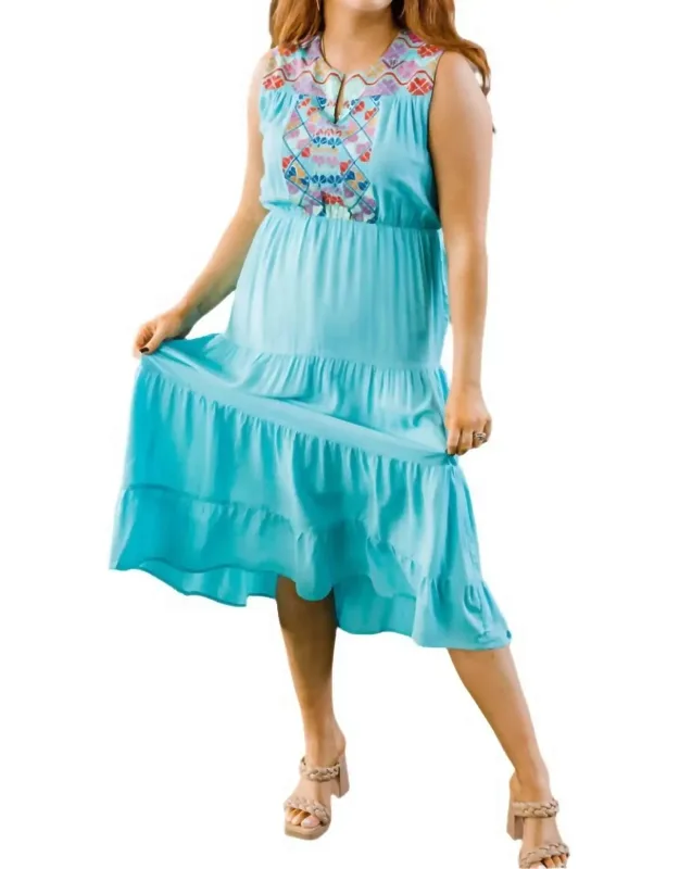 Embroidered Midi Dress