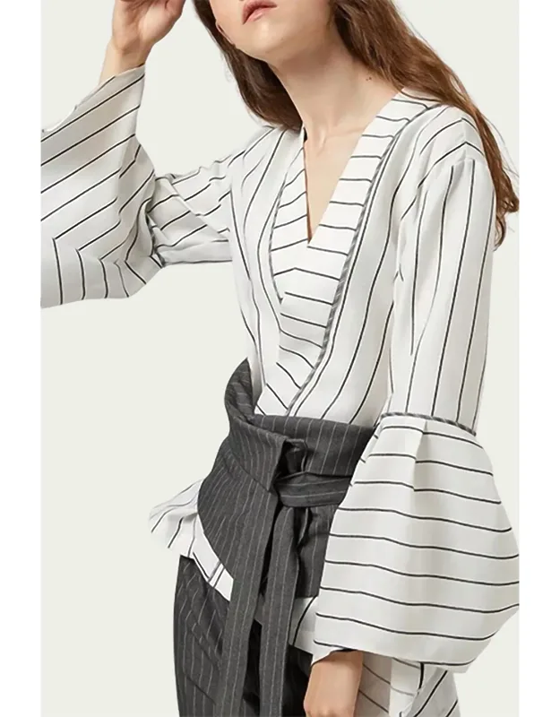Pinstripe Wrap Blouse