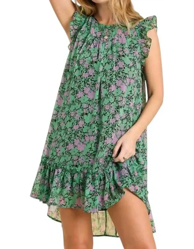 Floral Flutter Sleeve Dress